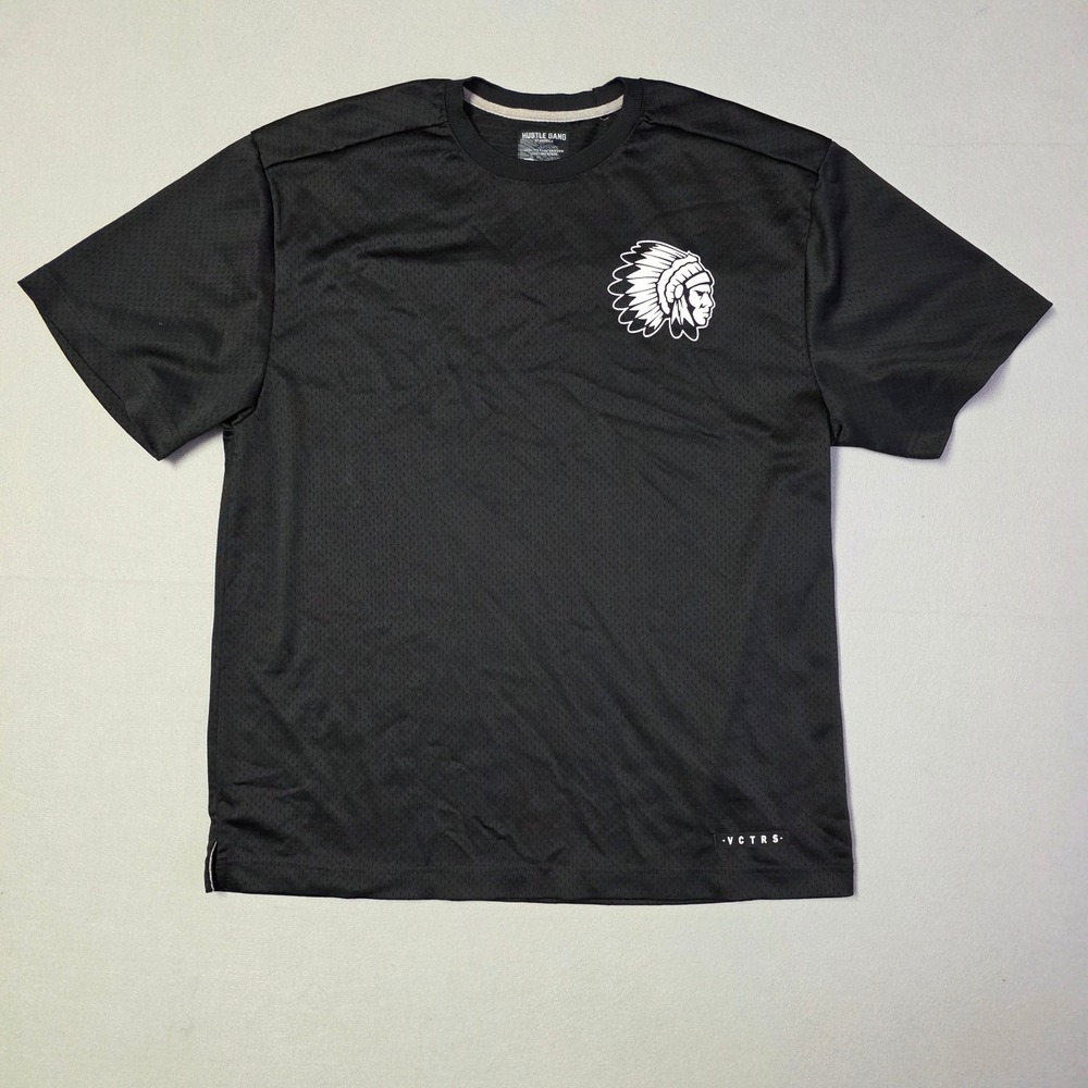 Hustle Gang VCTRS Men's Large Black Mesh Chief Graphic Jersey Shirt Streetwear